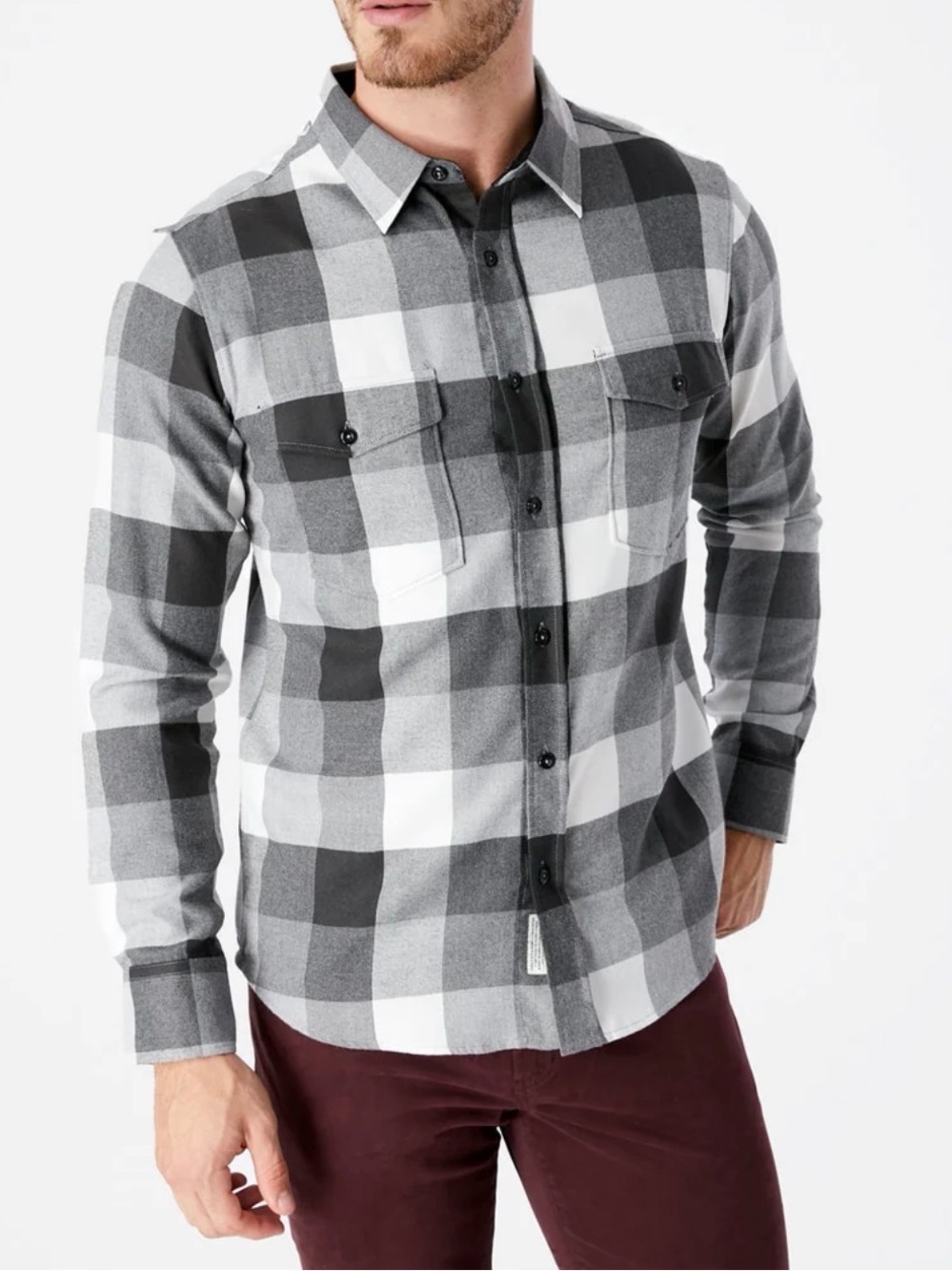 7 Diamonds Archer Black & Gray Plaid Button-Down Shirt Men’s S or Women’s L